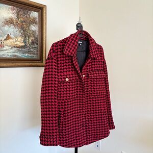 MISSGUIDED Red Houndstooth Jacket